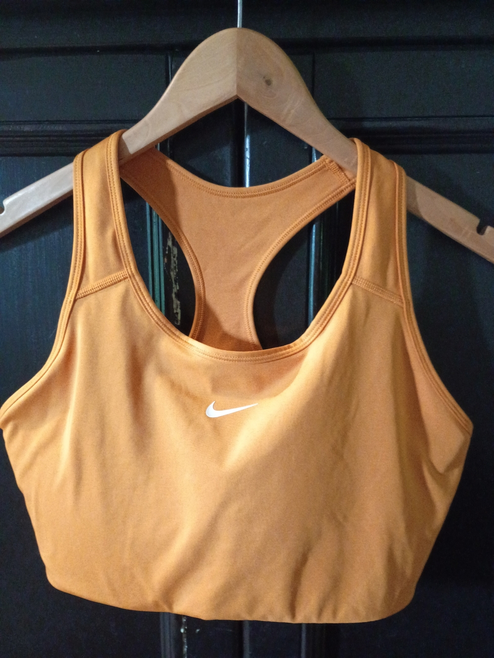 Nike Orange Racerback Sports Crop Top with White Swoosh